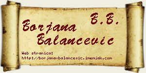 Borjana Balančević vizit kartica
